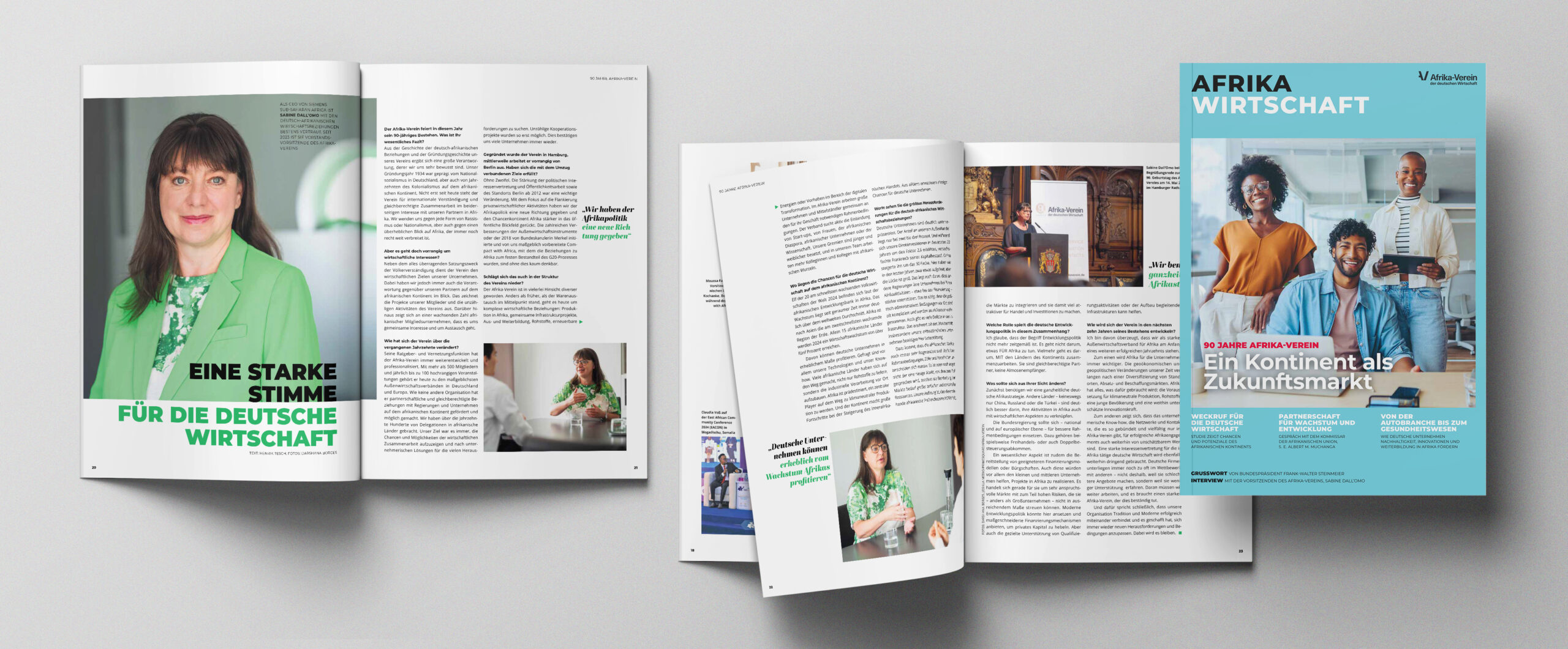 Titel und beispielhafte Seiten des Magazins Afrika-Wirtschaft auf einem Tisch