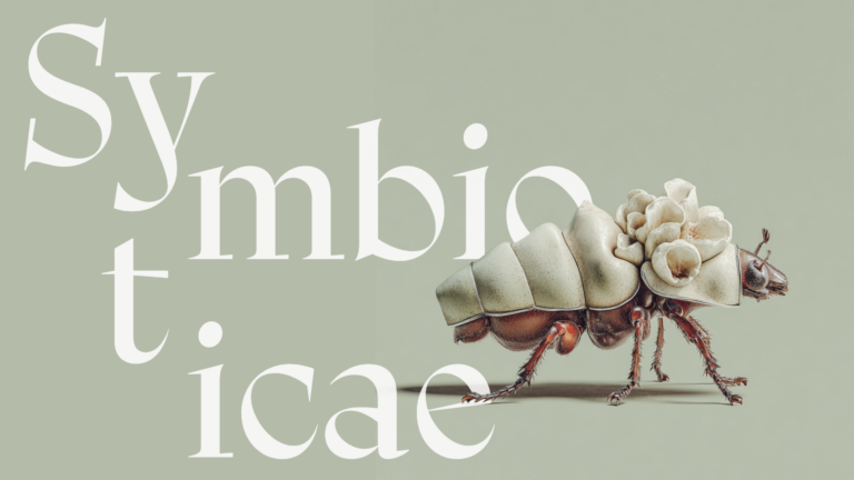 Ein Insekt mit Blüten auf dem Rücken