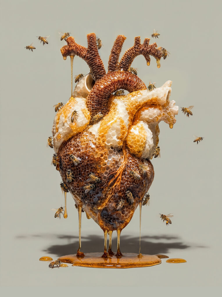 Ein menschliches Herz als Bienenstock